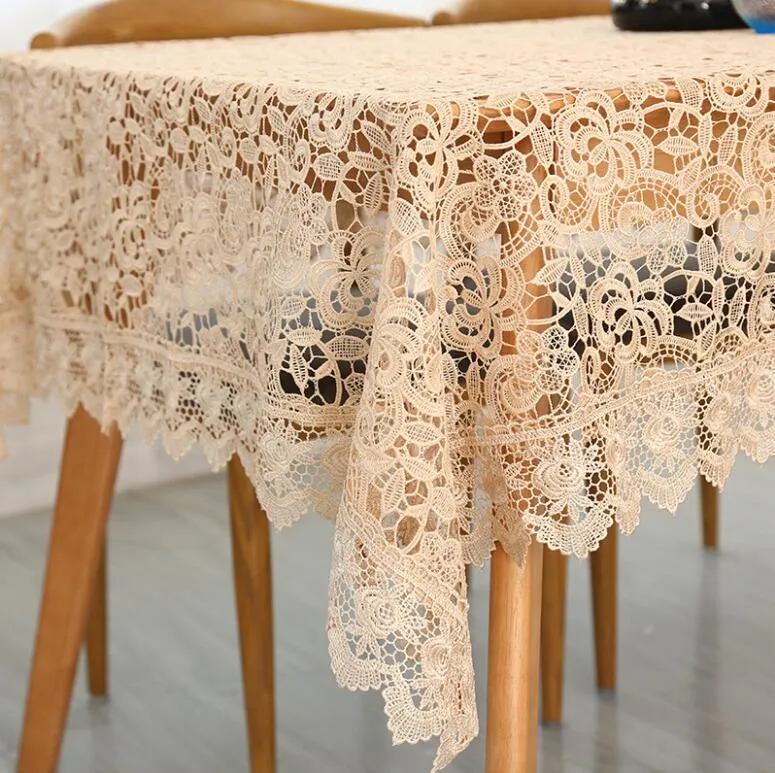 Lysebrun Brodert Duk Blonder Gjennomsiktig Tebordduk Hjemmedekor Duker Utstanset Sideborddeksel 60x60cm 1pcs