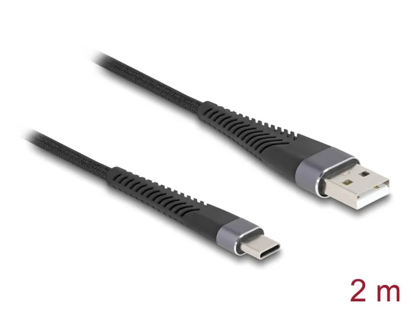 Delock USB-A till USB-C-kabel med utökat böjskydd, 2 m