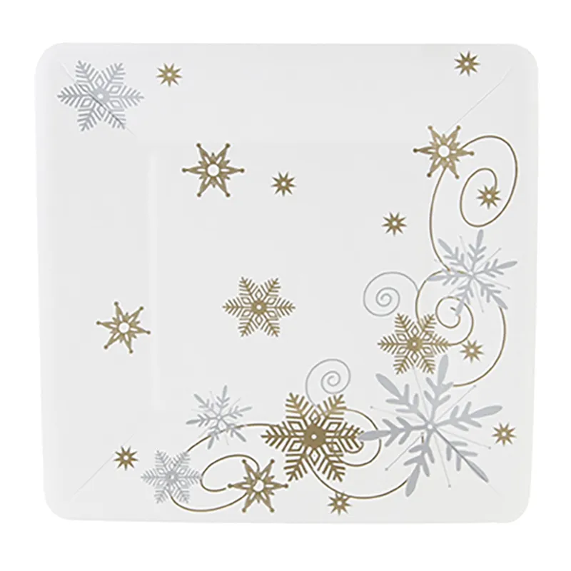 Papperstallrikar Snowflakes Guld/Silver – 8-pack