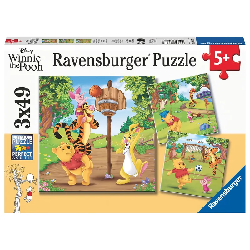 Ravensburger Barnpussel – Nalle Puhs Sportdag 3×49 bitar
