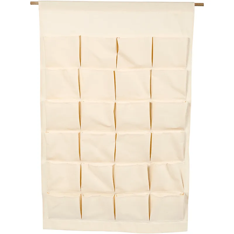 Adventskalender i textil naturfärgad med fickor 93 x 60 cm
