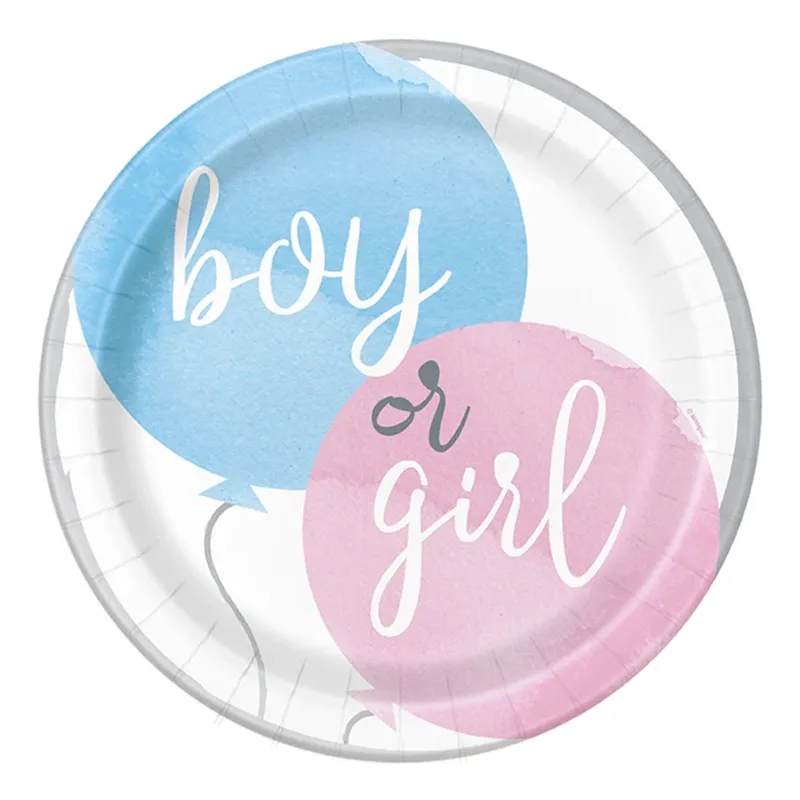 Papperstallrikar Gender Reveal He & She – 8-pack