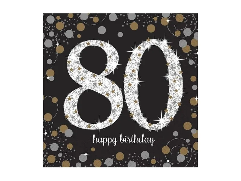 Servetter 80 Silver/Guld Glitter - 16-pack