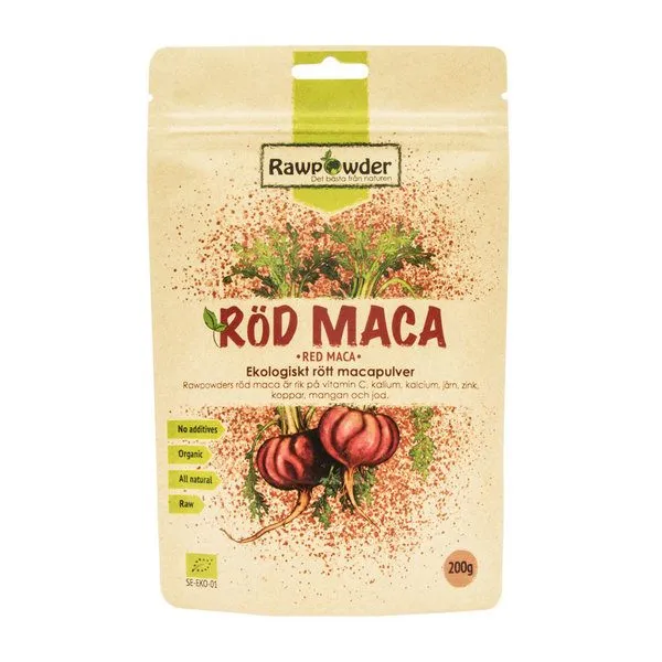 RawPowder Röd Maca Pulver, 200 g
