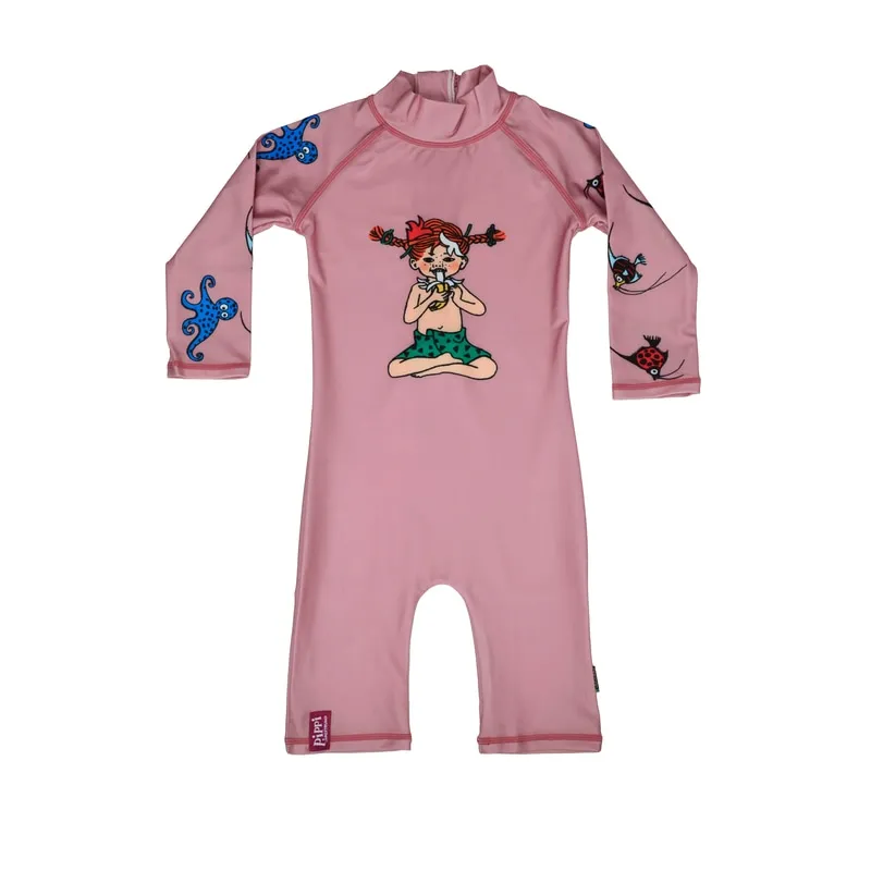 Swimpy UV-dräkt 74-80 Pippi Söderhavet rosa