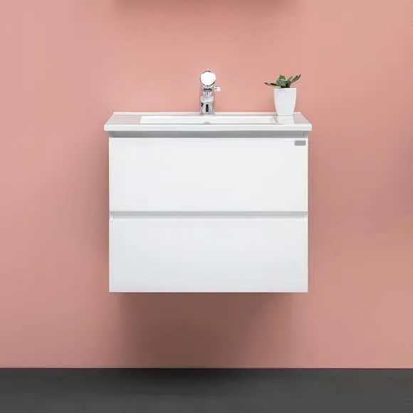 Tvättställsskåp 4AQUA Slim Med 2 Lådor & Grepplist (#6067)