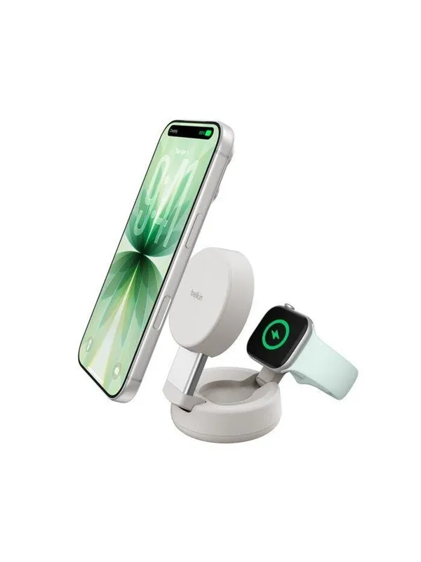 Belkin Ultracharge Pro 2-in-1 Magnetic Charging Dock 25w Qi2 Sand