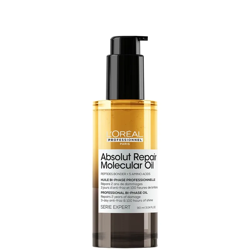L’Oréal Professionnel Absolut Repair Molecular Bi-Phase Oil for Damaged Hair 90ml, 2x Benefit: High Shine & Repair