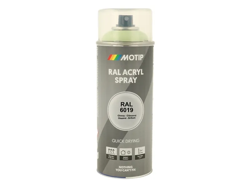 Sprayfärg RAL 6019 Högglans Vit Grön 400ml Motip