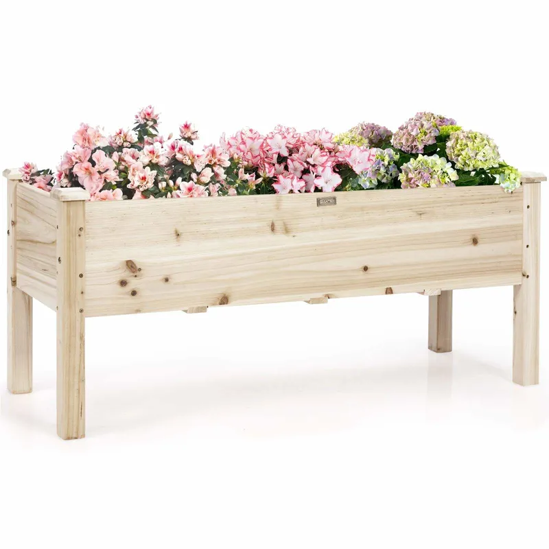 Upphöjd rabatt i cederträ med dränering, 120 x 43,5 x 51 cm