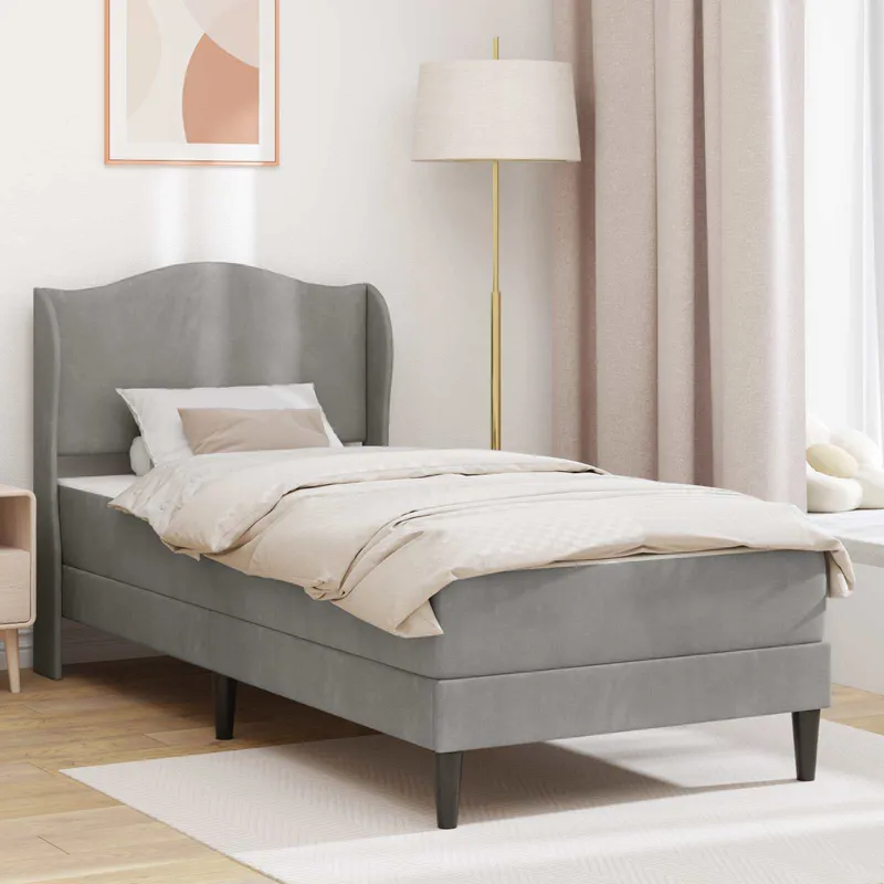 vidaXL Sängram med madrass Ljusgrå 100 x 200 cm Sammet