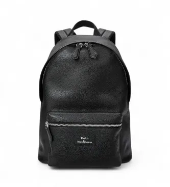 Polo Ralph Lauren för män. 405962456001 Ryggsäck i svart kornigt läder (OSFA), Casual, Hud