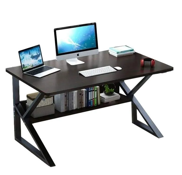 Svart Datorbord med Hylla 100x60cm Kontor