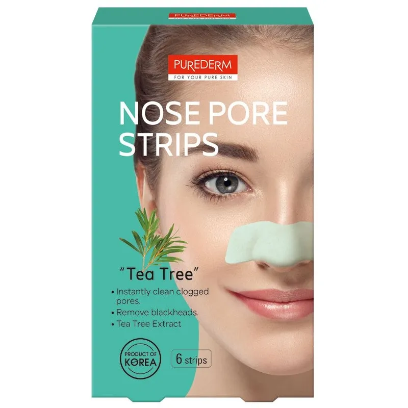 Purederm, nose pore strips, tea tree, 6 strips