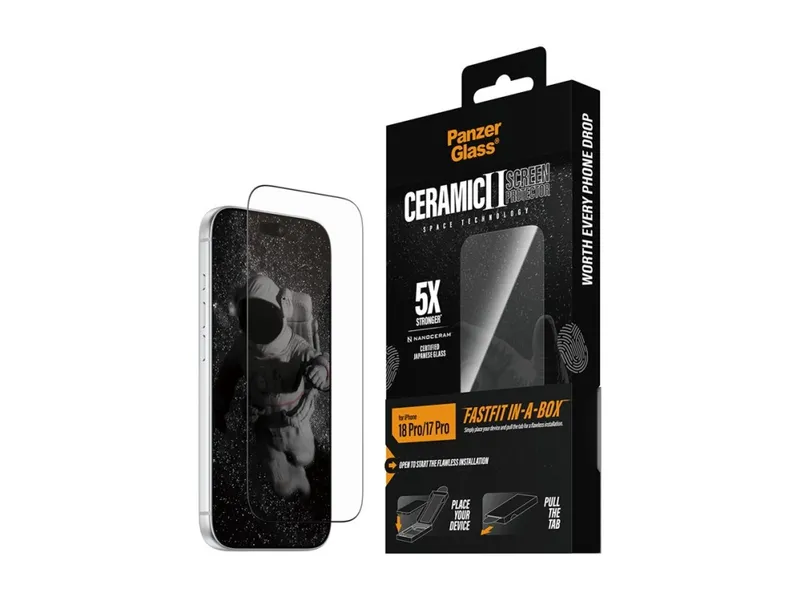 PanzerGlass Ceramic Screen Protector Apple iPhone 18 Pro | 17 Pro w. FASTFIT IN-A-BOX