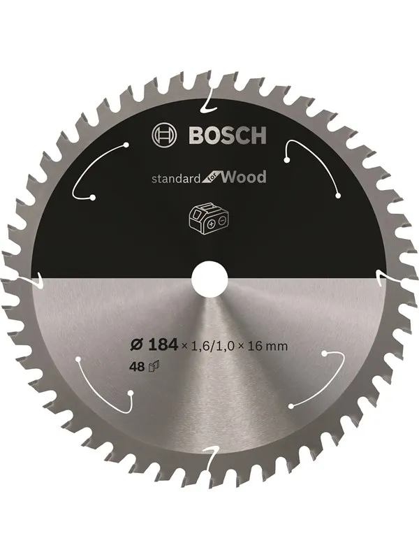 Bosch Standard for Wood cirkelsågklinga för sladdlösa sågar 184×1,6/1×16 T48