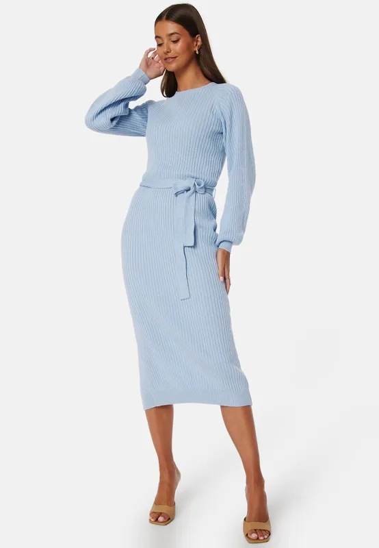 Round Neck Rib Knitted Midi Dress (#4651)