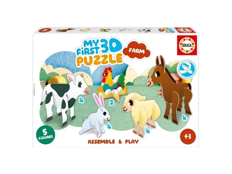 Educa 3D Pussel - 18 Delar/5 Figurer - My First - Farm