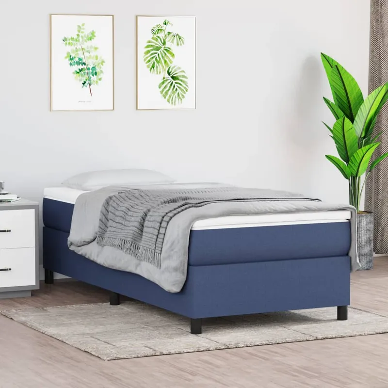 vidaXL Ramsäng med madrass blå 90×190 cm tyg (#8889)