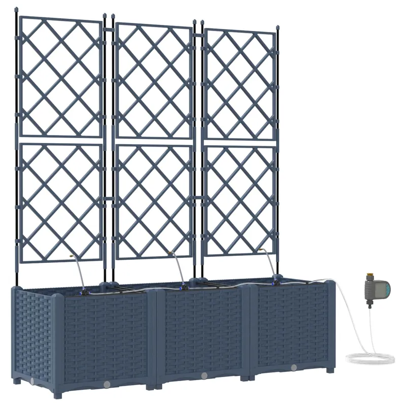 vidaXL Trädgårdsplanterare 3 st Grå 120 x 40 x 142 cm PP