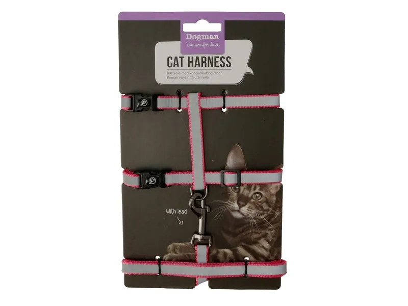 Dogman Kattsele-set Stripe Rosa