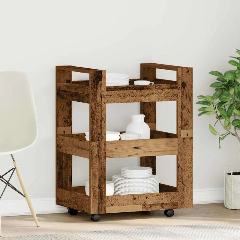 vidaXL Köksvagn Gammalt trä 60 x 45 x 80 cm Konstruerat trä