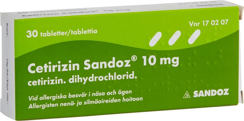 Cetirizin Sandoz, filmdragerad tablett 10 mg 30 st