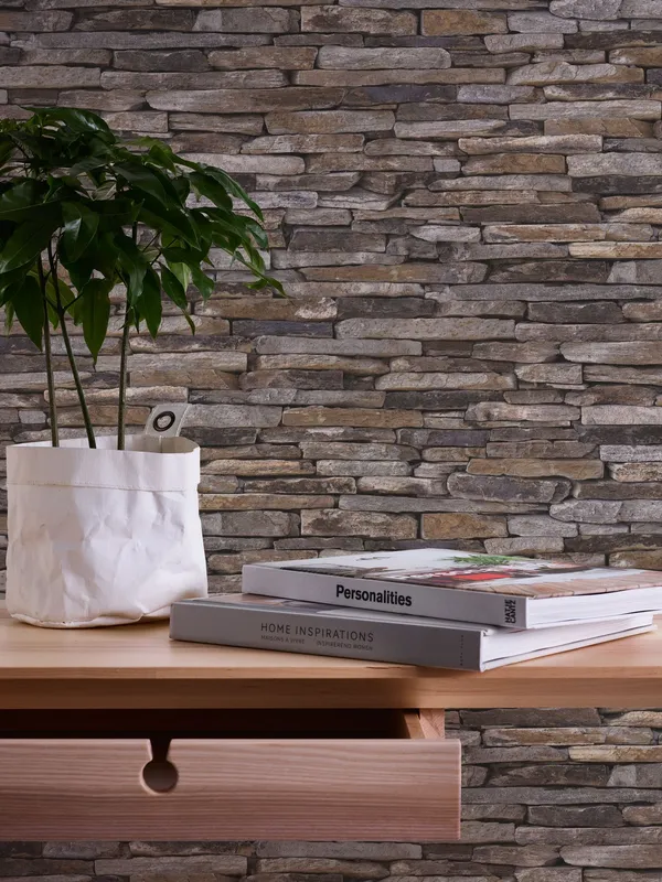 Living Walls Best of Wood´n Stone III T4217 Tapet lila/grå/brun