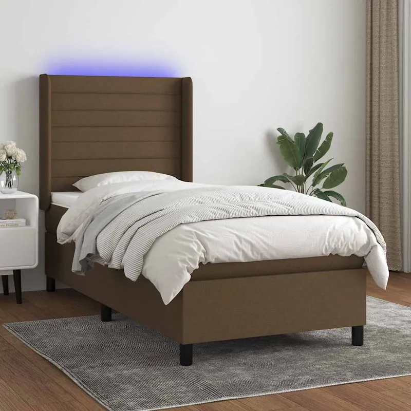 vidaXL LED Box Säng med huvudgavel tyg (#9778)