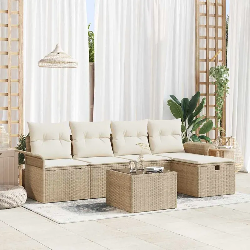 vidaXL Trädgårdsoffset 6 st Poly rattan (#3216)