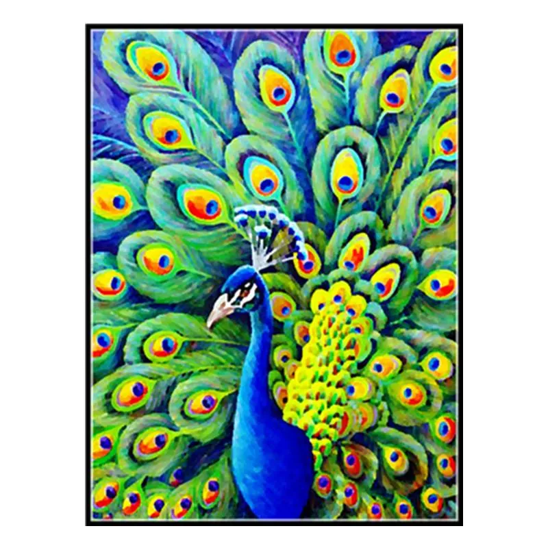 Gör-det-själv diamantmålning helcirkel 5D diamantbroderi Djurpåfågel öppen korsstygn 20X30CM