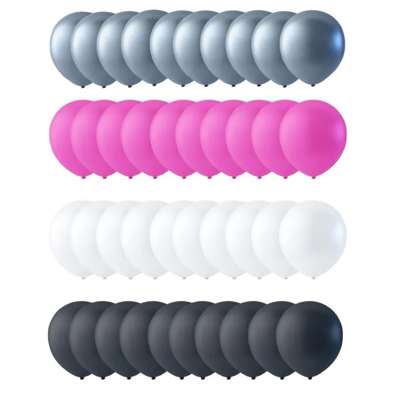 Latexballonger Silver Vit Svart Rosa Biologiskt Nedbrytbara 30 cm Fest Ballongpaket 40-pack