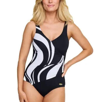 Damella Julia Basic Swimsuit Svart/Vit 40 Dam