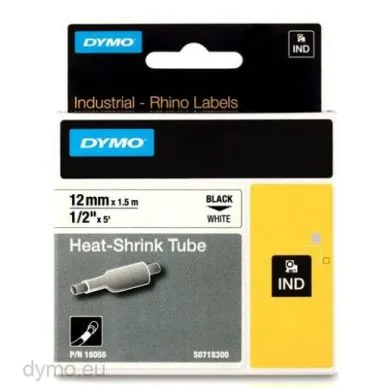Dymo Tape Rhinopro Krympslang 12mm Svart/vit