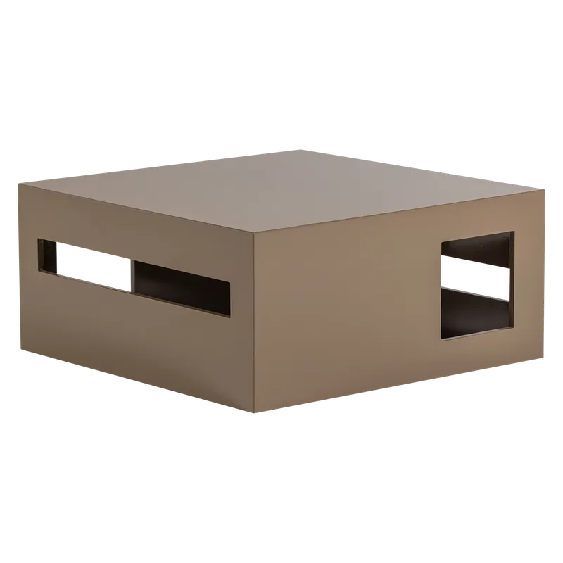 WOOOD Modernt soffbord, fyrkantigt - sandfärgad högblank MDF (88×88)