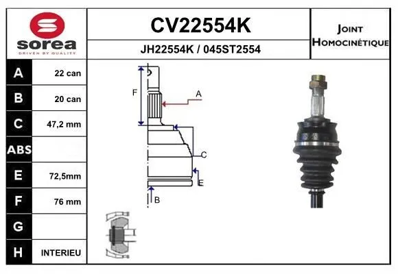 Ledsats, drivaxel EAI CV22554K