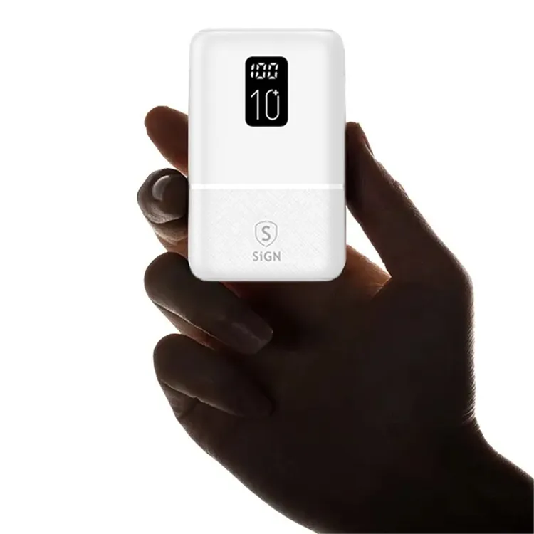Mini Q.C Powerbank med skärm 10 000 mAh – Vit
