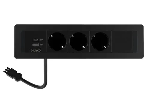 Eluttag infällt 3 eluttag + USB-A + USB-C GST18