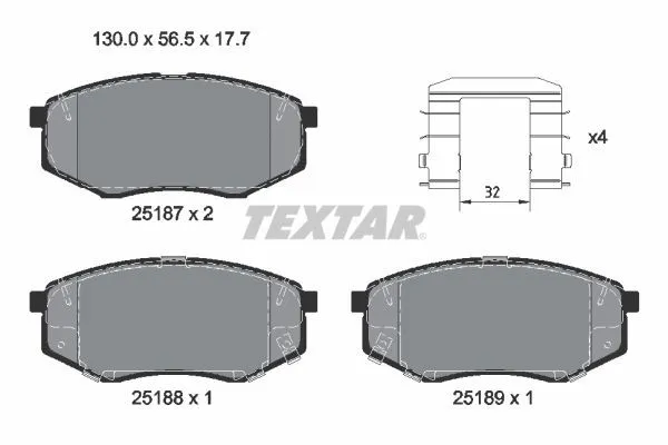 Bromsbelägg TEXTAR 2518701