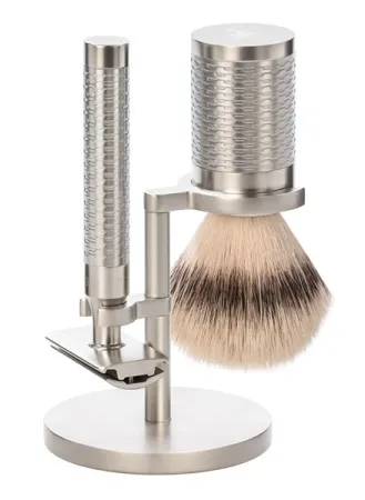 ROCCA Shaving Set Silvertip Fibre – Stainless Steel Silver Matt