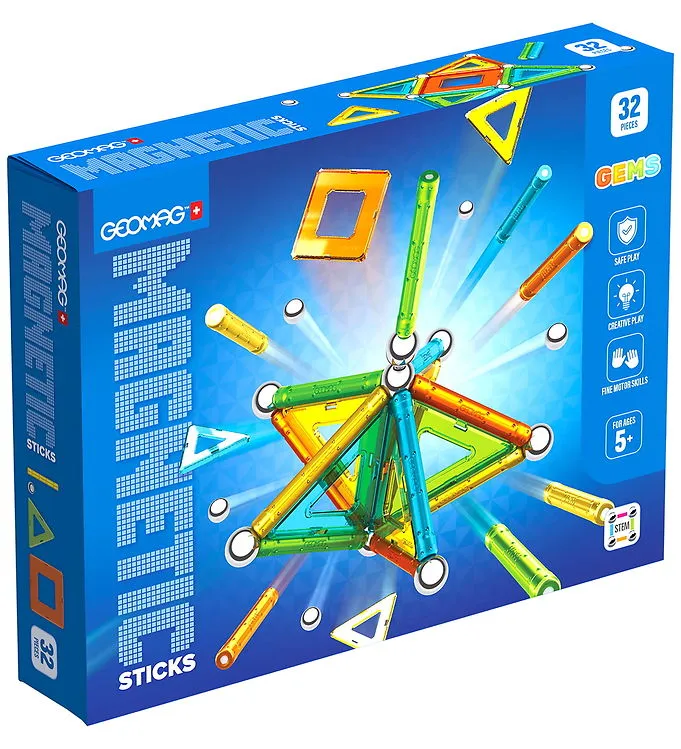 Geomag Magnetic Sticks Gems 32 delar – Geomag – Leksaksaffären