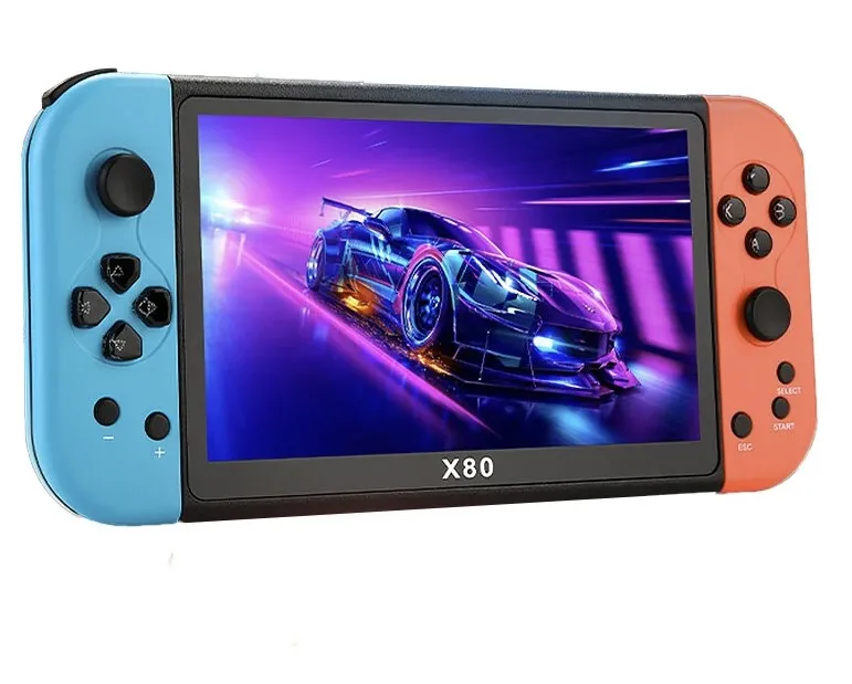 Handhållen spelkonsol X80, 7″ HD skärm, 16GB, Portabel spelkonsol med tusentals inbyggda spel