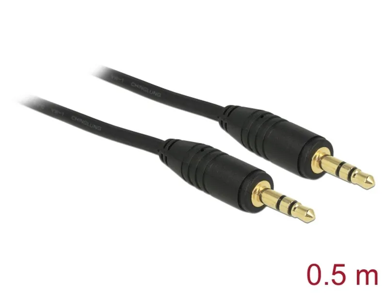 Delock Stereojackkabel 3,5 mm 3-stifts hane till hane 0,5 m – Svart