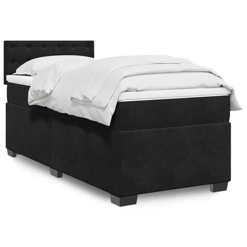 vidaXL Ramsäng med madrass svart 80×200 cm sammet (#3581)