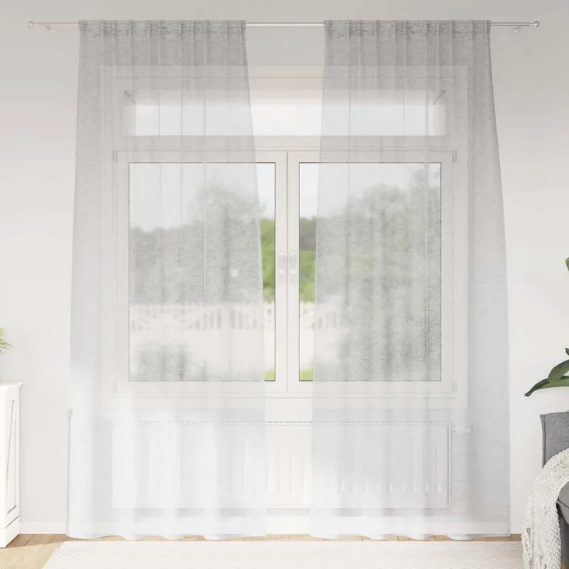 vidaXL Voile Gardin 2 st Ljusgrå 245 x 140 cm Polyester