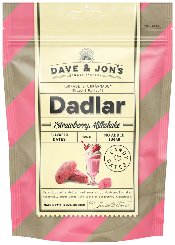 Dave & Jon's Dadlar Strawberry Milkshake 125 g