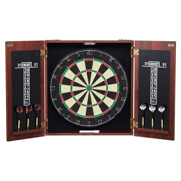 Darttavla med skåp, komplett set, officiell storlek, stålspets dart, perfekt för hem och kontor, underhållning för alla åldrar