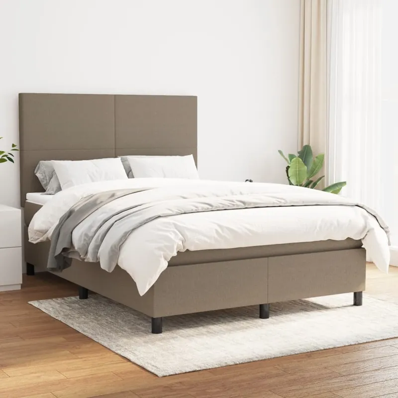 vidaXL Ramsäng med madrass taupe 140×190 cm tyg
