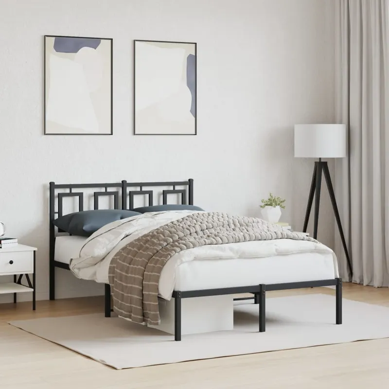vidaXL Sängram med huvudgavel metall svart 120×190 cm (#4918)