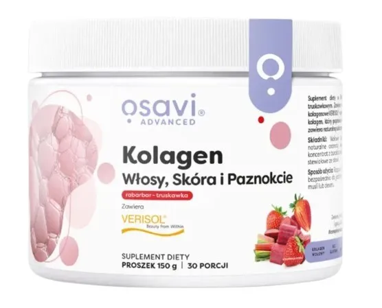 Osavi – Kollagen för hår, hud & naglar, rabarber-jordgubb, 150 g
